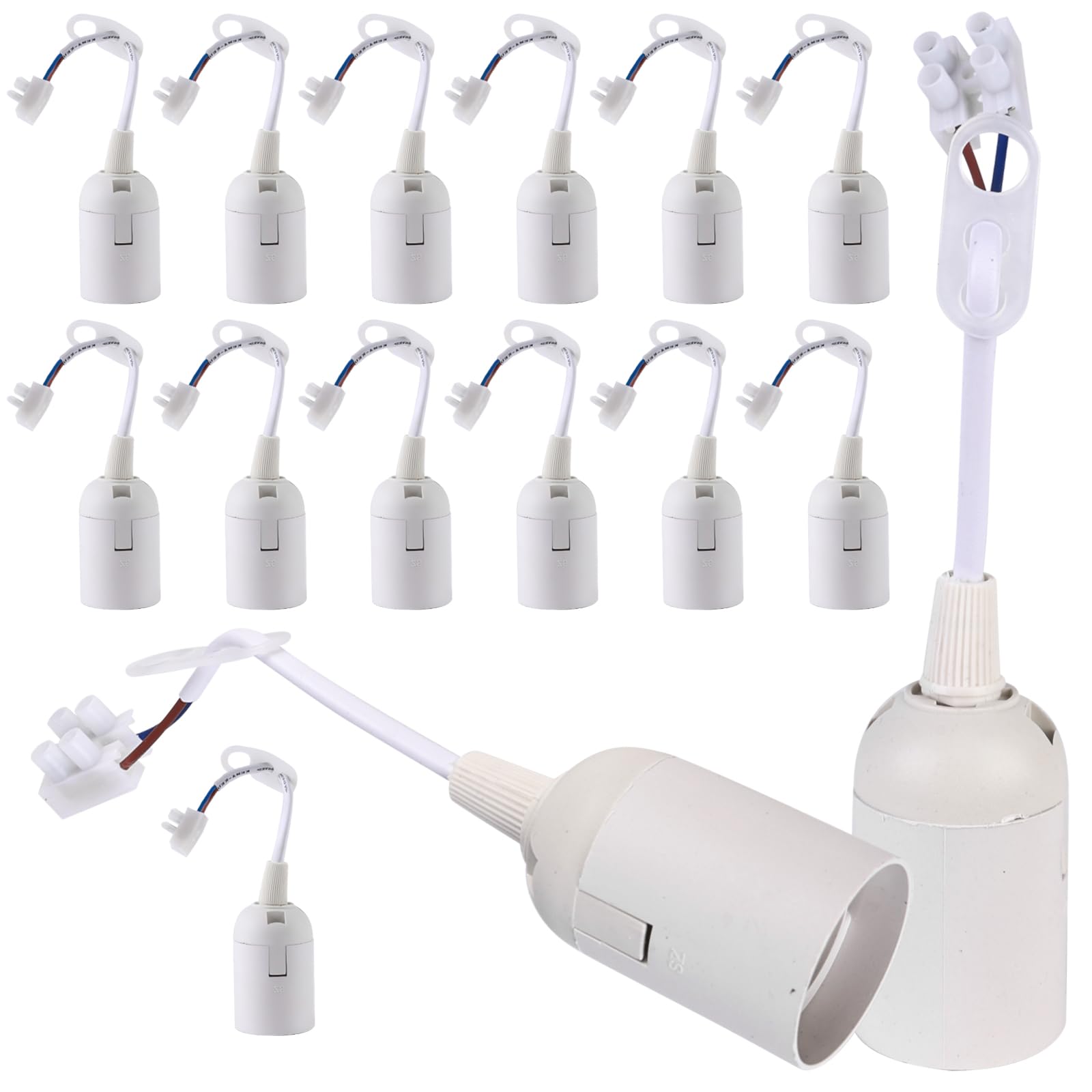 15 Stück E27 Baufassung Weiß - Lampenfassungen Mit Schnellverbinder Max. 60W