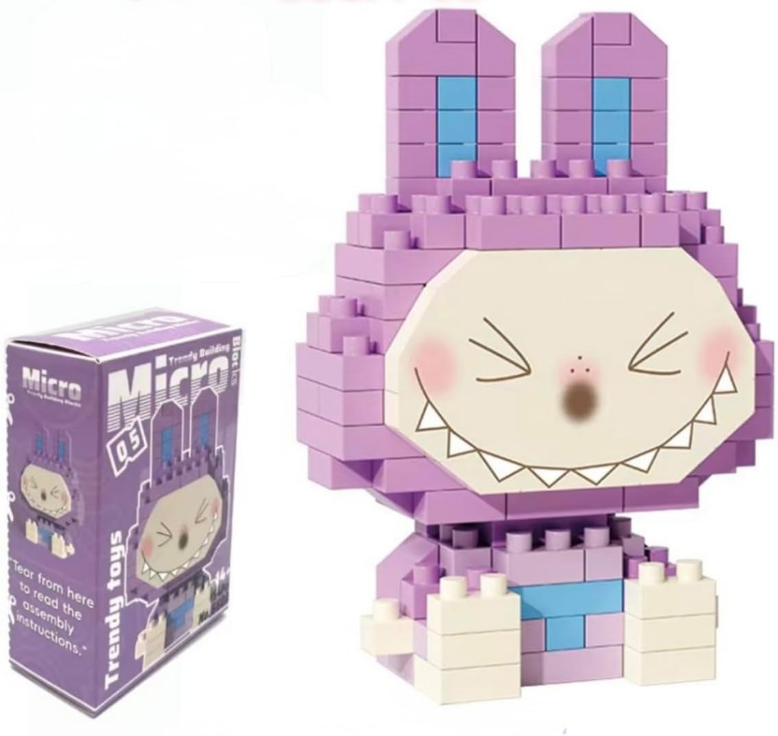 Blind Box Micro Building Blocks Bunny Character Construction Set, 154 Pieces, Ages 14+, Multi-Color Mini Blocks