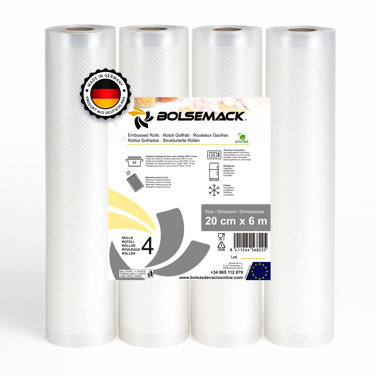 4 rolki tłoczone torby próżniowe 20cm x 6 metrów (4 szt.)