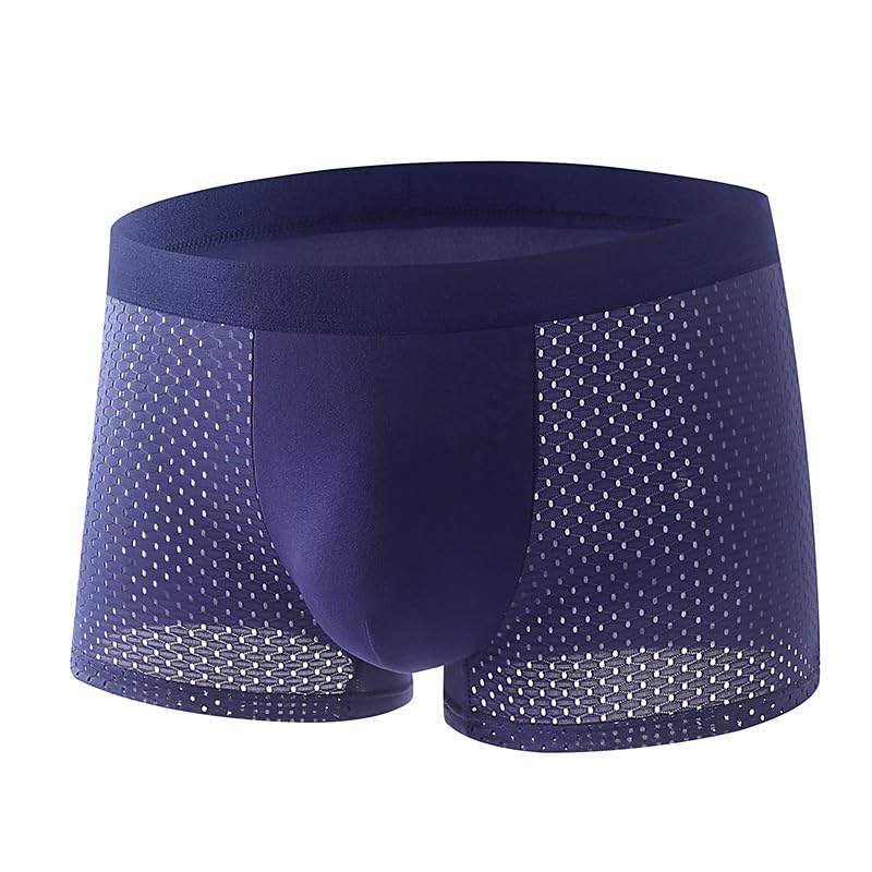 ftk Men's Silk Mesh Underwear Four-Corner Hollow Sports Shorts Breathable Boxer Briefs Blue-picture-26