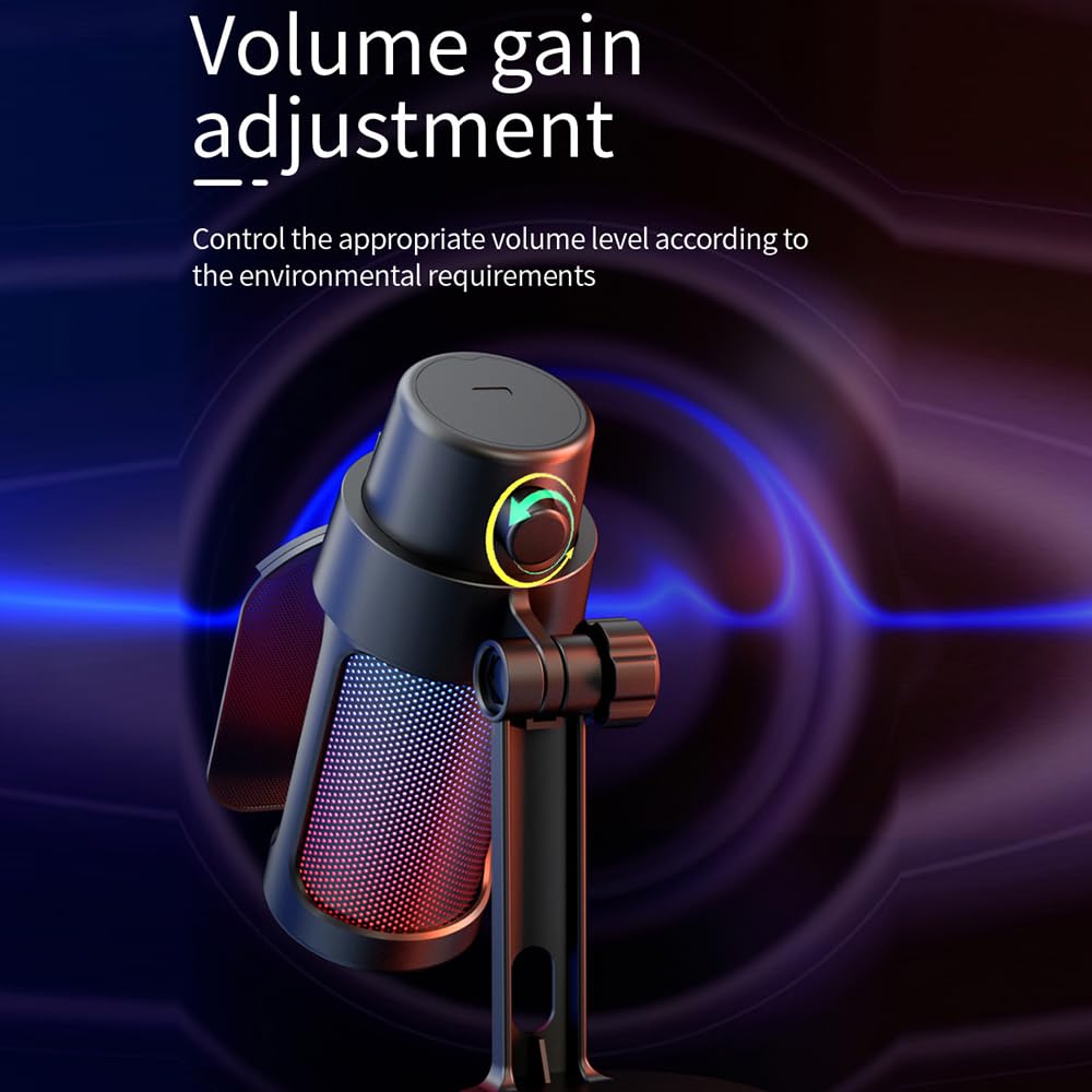 Microfono da Gioco USB,Microfono per Computer,Microfono USB Rgb,Kit Microfono Illuminazione Rgb con Treppiede Cardioide per Riunioni di Gioco,Registrazione Audio in Streaming (Rosa)