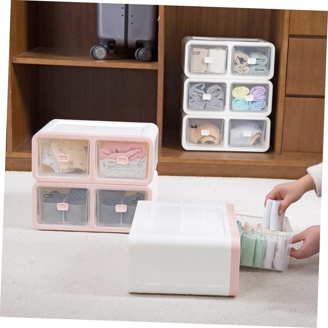 16cuadrículas Caja Organizadora Ropa Interior Calcetines Contenedor Almacenamiento Plástico Divisor Cajón Escritorio Fácil Limpiar