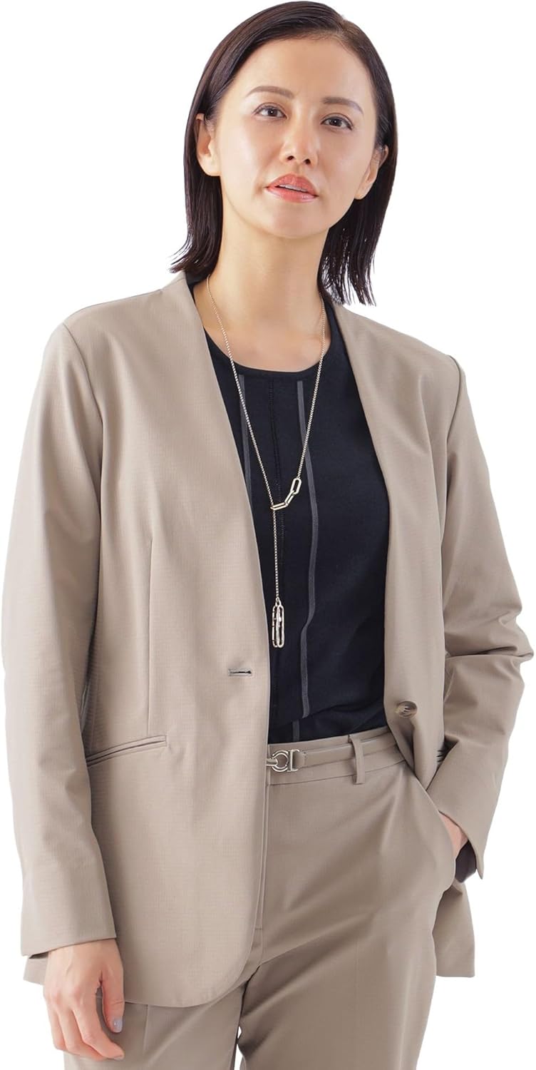 [トランスワーク] 美シリーズ【弱はっ水】【防しわ】【透湿性】【ウォッシャブル】 ウィンタードッツノーカラージャケット U1E024