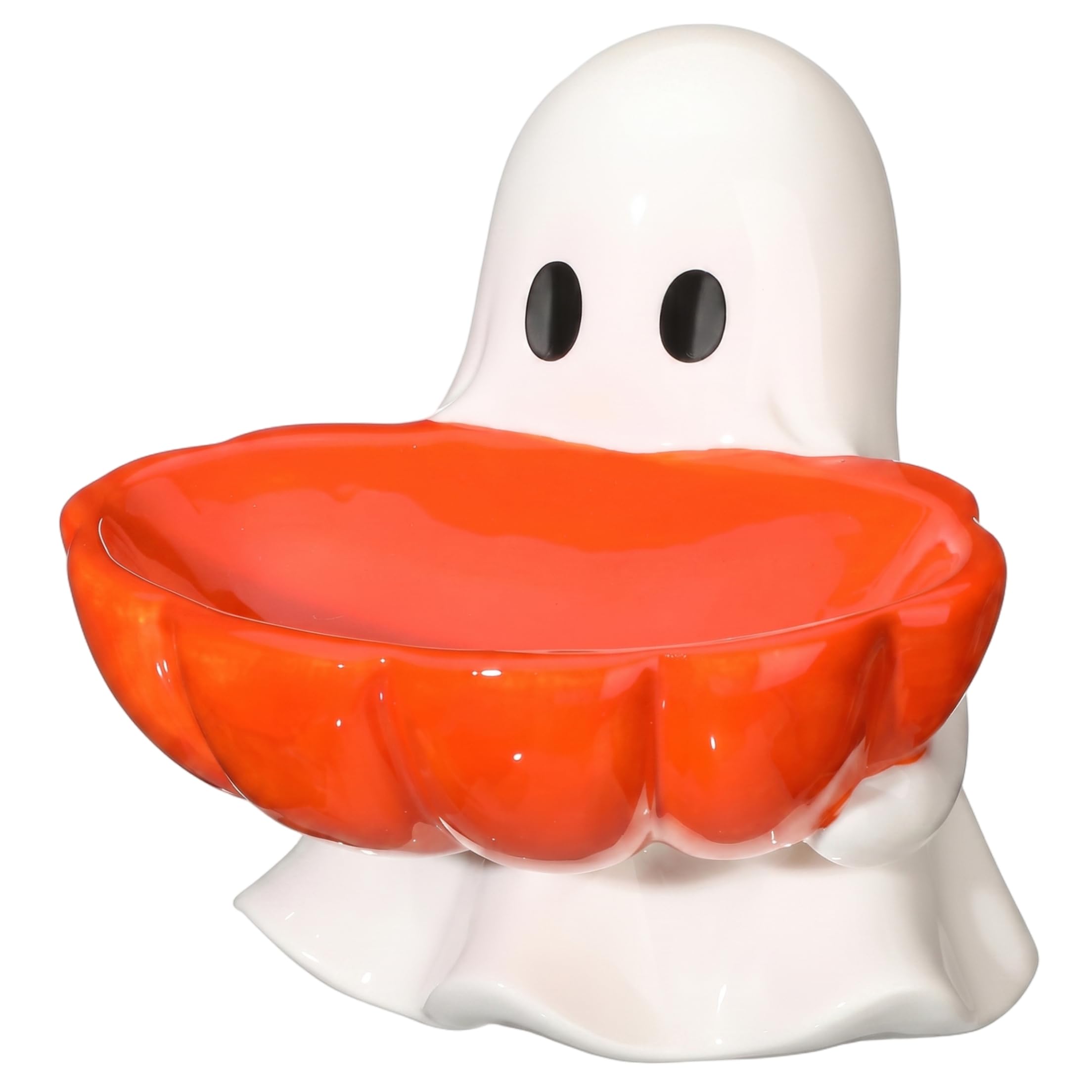 Garrrdenfurni Halloween Ceramic Dish: Bow Ghost-shaped Candy Bowl