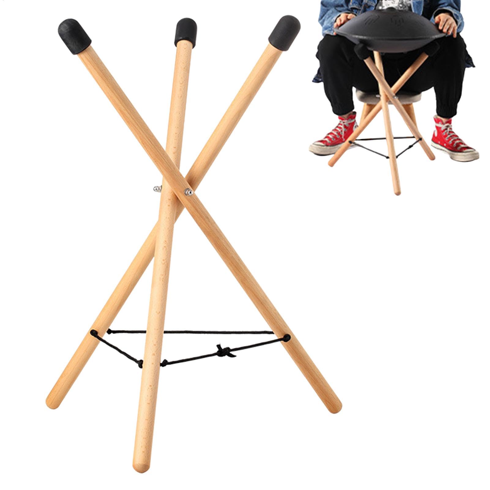 Soporte De Handpan Trípode, Soporte De Tambor De Lengua De Acero De Madera, Soporte Portátil De Trampas, Soporte De Trampa De Madera Maciza Ajustable, Soporte De Tambor Sin Deslizamiento, Instrumento