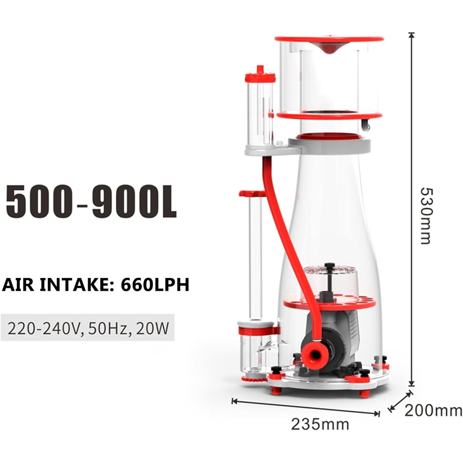 Écumeur de Surface pour Aquarium, écumeurs de protéines pour Aquariums d'eau de mer, débit d'air 660 L/h, amélioration de la qualité de l'eau