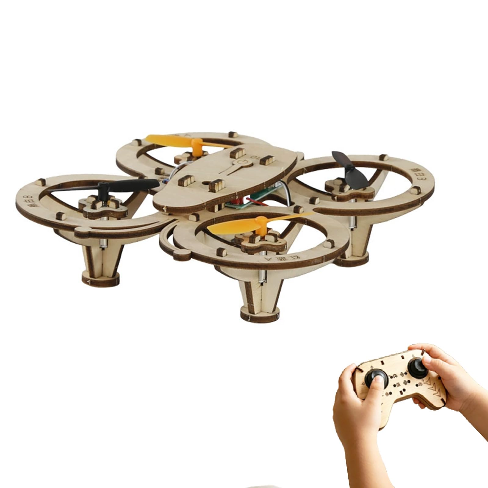 DIY Wooden Drone Model Kit, Assembly Mini RC Drone Kit with 4-Axis Flight