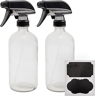 Sponsored Ad - Cornucopia 16oz Clear Glass Spray Bottles w/Chalk Labels (2 Pack); Boston Round Bottles with 3-Setting Adju...