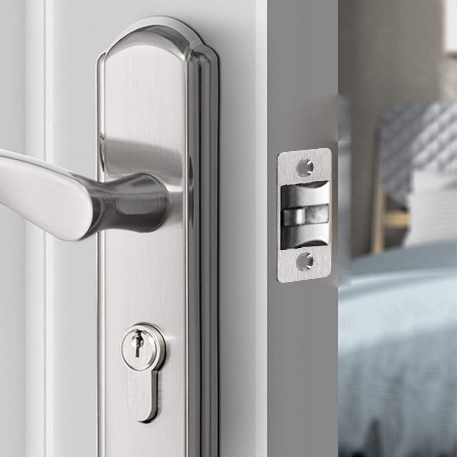 High Performance DeadBolt Striker Plates Tackle Sticking Problems with a Robust Stainless Steel Design (1PCS-Silver&Screws)