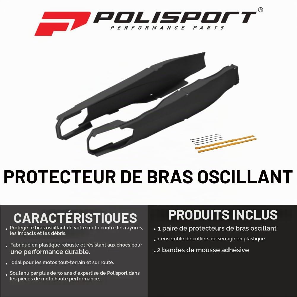 POLISPORT 8456600001 - Protecteur de bras oscillant en polyamide solide et durable facile à installer compatible avec les motos KTM en couleur noir