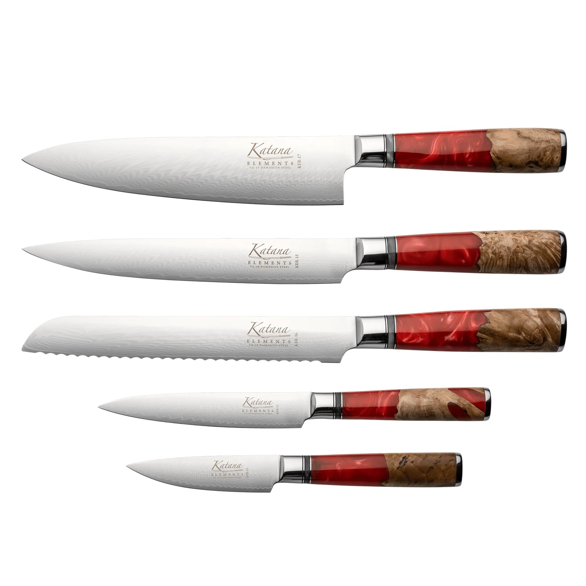 Elements VG-10 Damascus Steel with Olivewood & Resin Handle