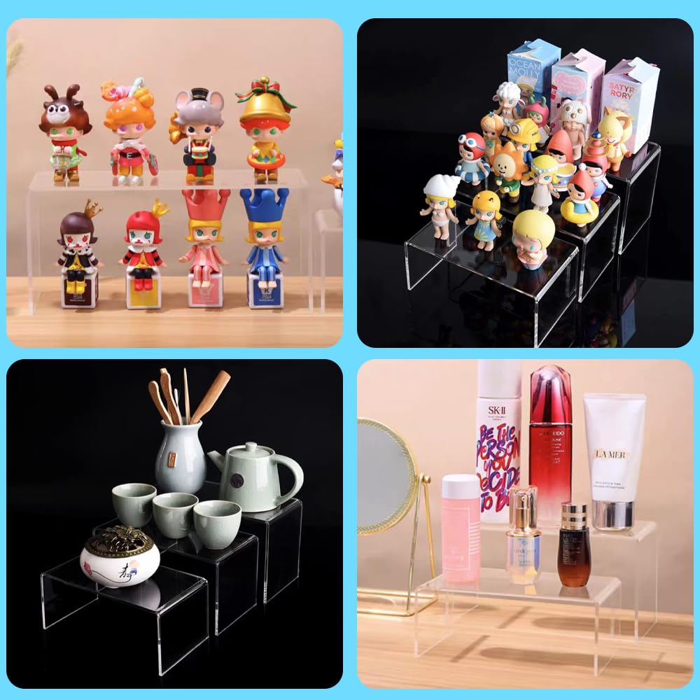 Set di 8 espositori in acrilico con ripiani in cristallo, espositore per cupcake, dessert, caramelle, bambole, profumi, action figure (grandi dimensioni, 8 pezzi)