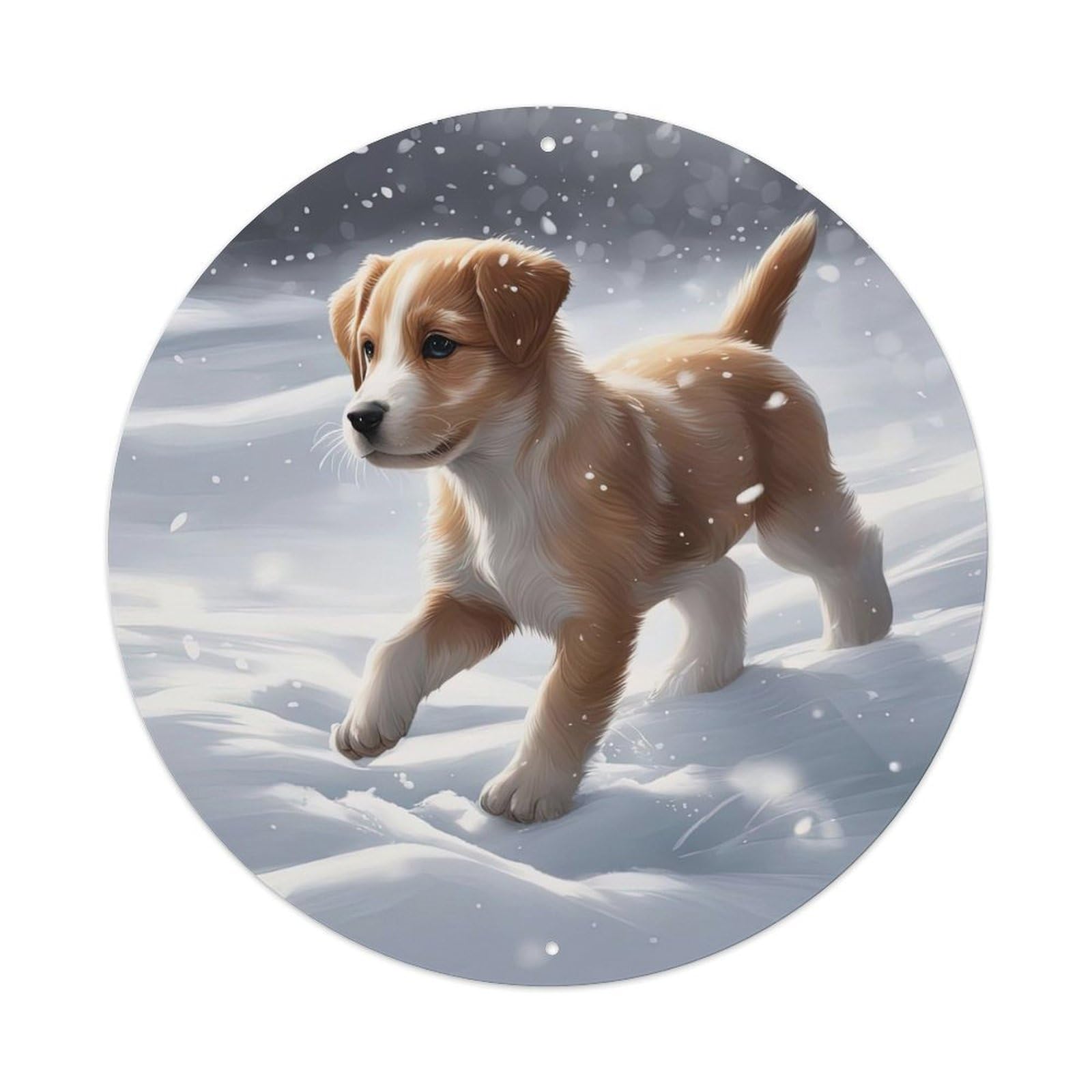 Animal Artwork Austrian Flat Dog Vintage Metal Tin Sign Plaque Wall Decor for Cafe, Club, Garden Round Metal Poster 8x8Inch
