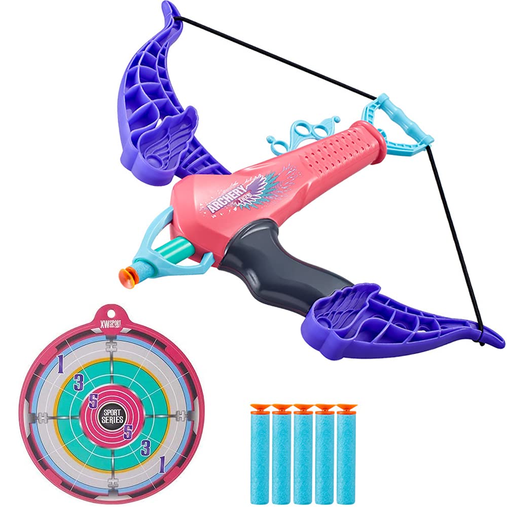 M&J Toy Bow and Arrow Set for Kids, 5 Foam Darts with Suction Cup, Indoor Outdoor Toys for Boys and Girls, Birthday Children's Day Gift