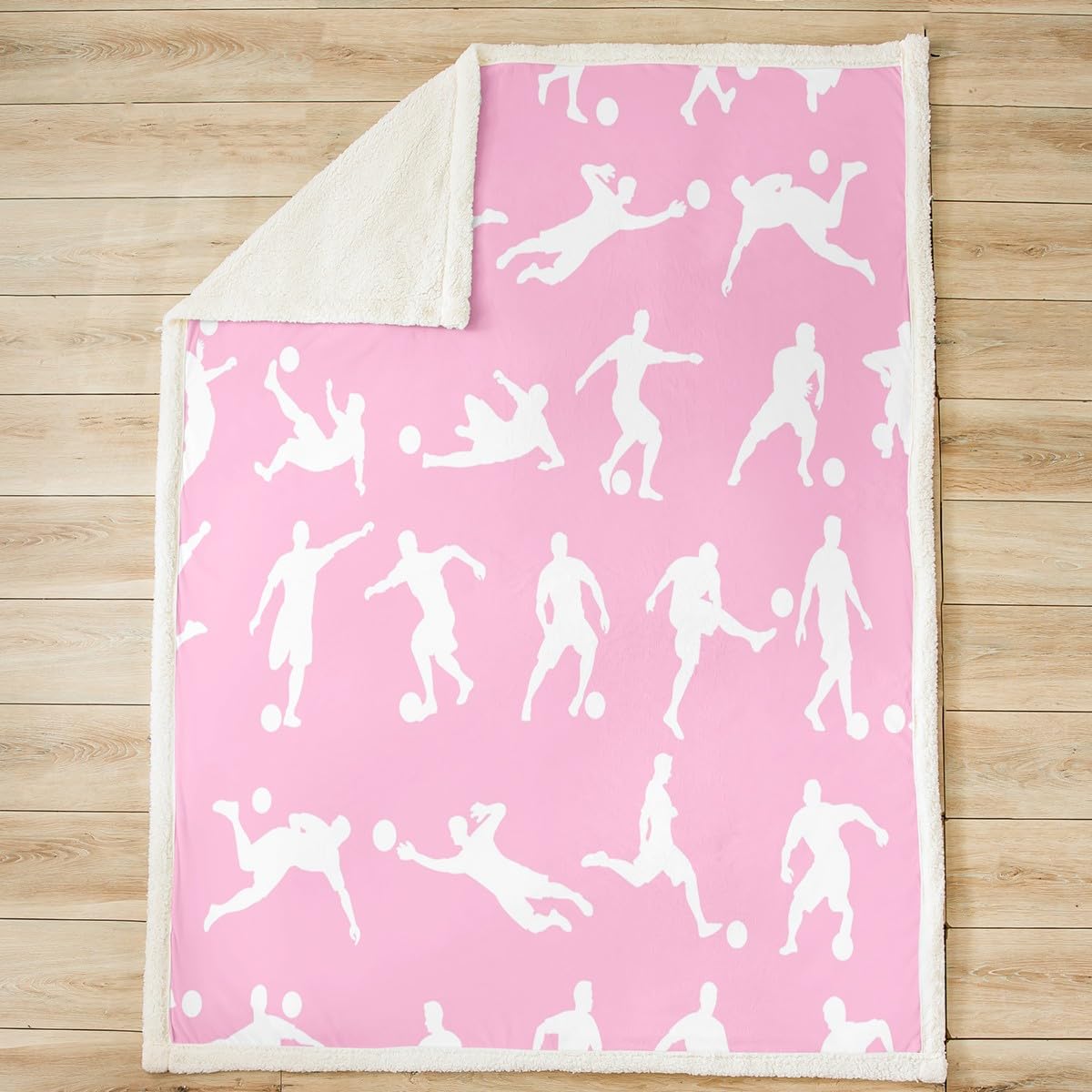 Homemissing Football Fleece Throw Blanket 40x50Inch Kids Soccer Player Plush Blanket for Bed Sofa Boys Girls Teens Pink Ball Gaming Sherpa Blanket Fashion Sports Theme Fuzzy Blanket Home Decor - Image 2