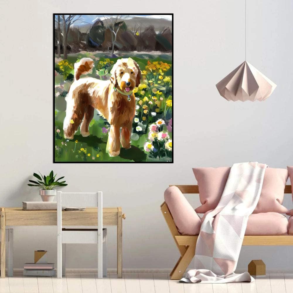 Paint by Numbers for Adults Goldendoodle dogDIY Acrylic Watercolor Oil Painting by Number On Canvas Paint for Home Wall Decor 12x16inch(30x40cm) Frameless