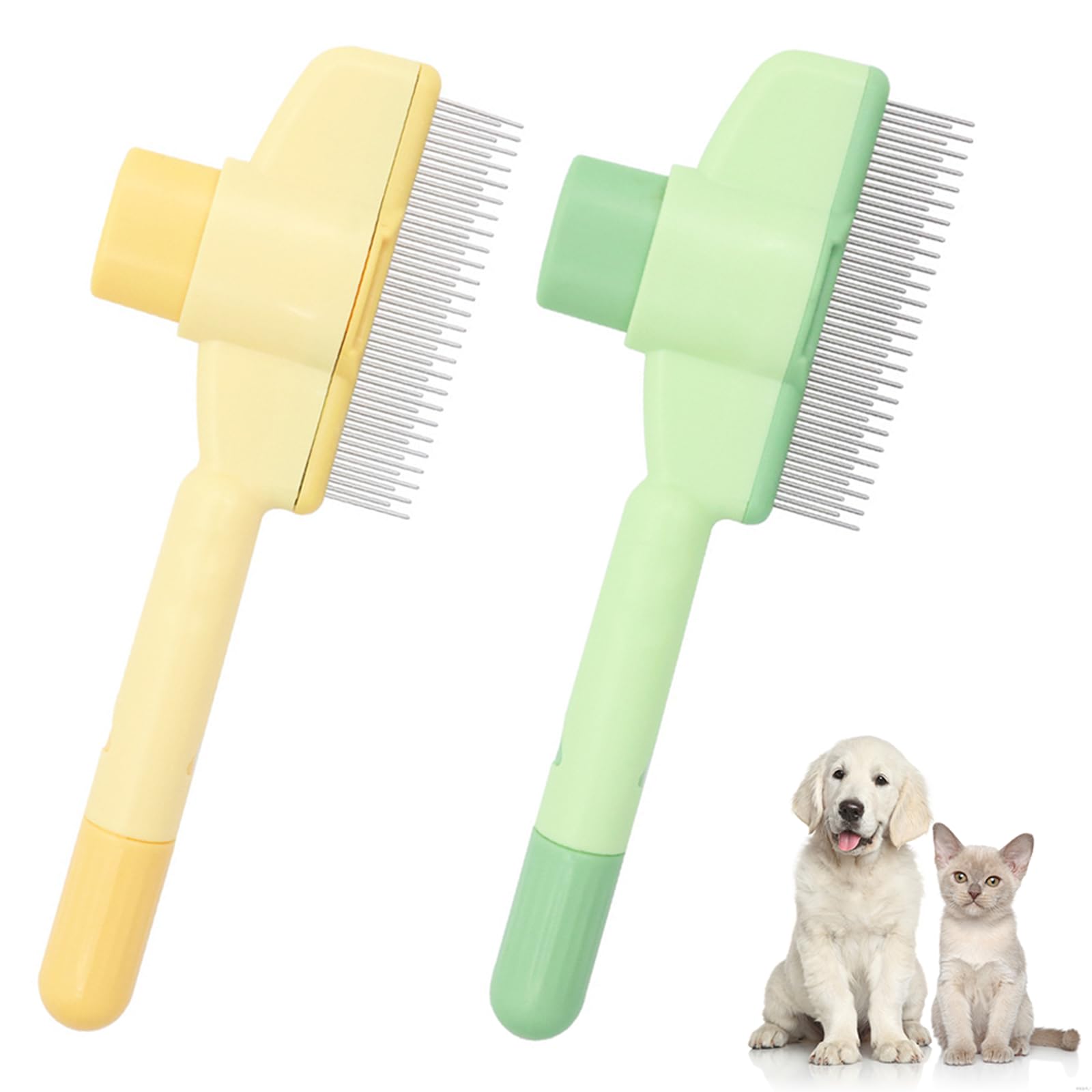 LKCCTK ペット用ブラシ 抜け毛&毛玉解消 ワンプッシュ式 猫・犬兼用 痛くないグルーミング スリッカーブラシ ペットケア