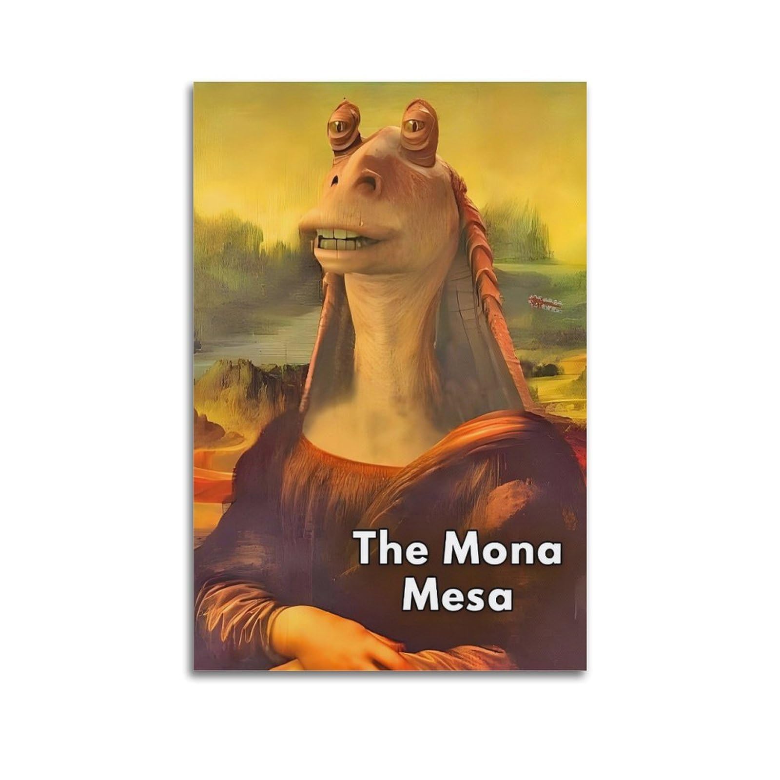 Jocrynsi Unframe-Style Mona Lisa Inspired By Star Wars Beige Wall Art Posters Aesthetic Canvas Wall Art Print Home Decor For Bedroom Living Room12x18inch(30X45cm)