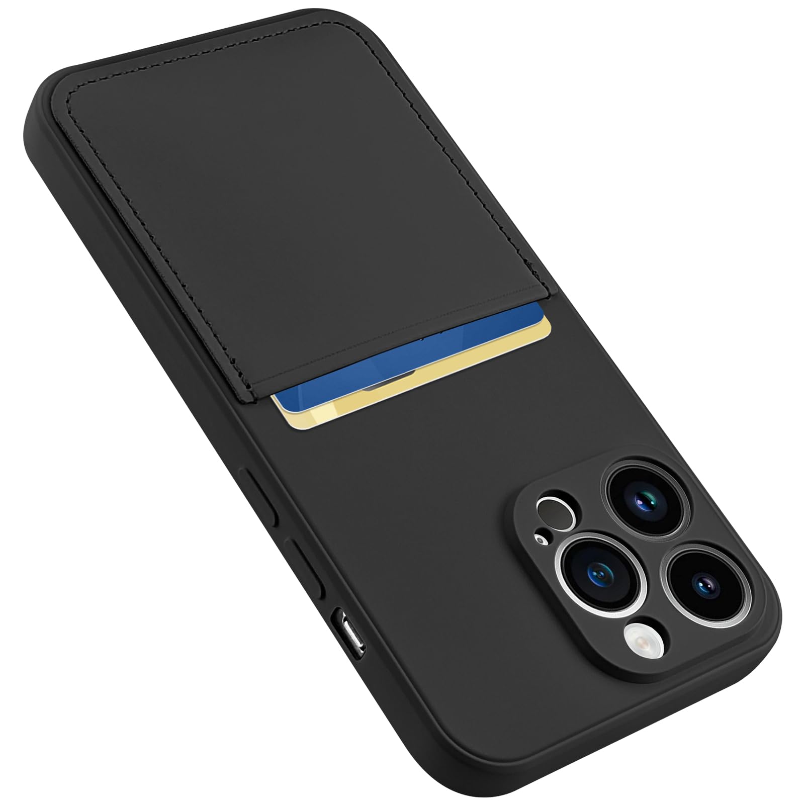 Karrint Design for iPhone 13 Pro Case with Card Holder for Women Men Soft Liquid Silicone Cover [Microfiber Lining] Full Camera Protection Shockproof