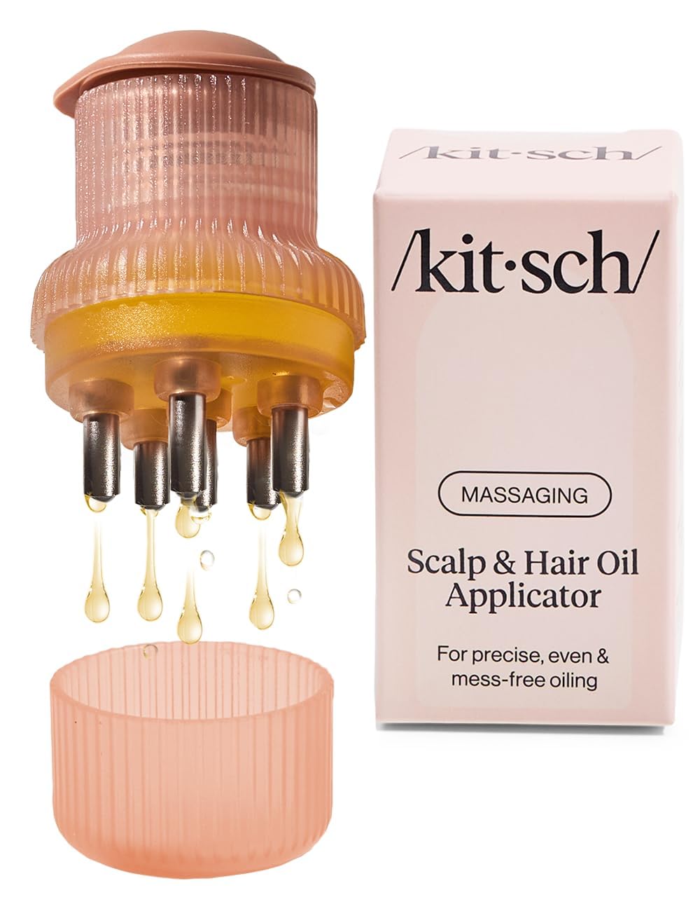 Kitsch Scalp Hair Oil Applicator Stainless Steel Bristles Scalp Oil Applicator for Even Distribution Mess-Free Oiling Head Massager