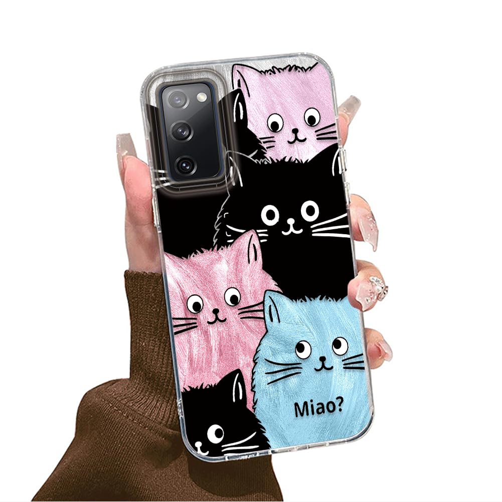 Tedyhulle Hülle für Samsung Galaxy S20 FE 2022/ S20 FE 4G 5G Handyhülle mit Niedliche Farbe Katze Aesthetic Muster, Bunt Dünne Weich TPU Schutzhülle Stoßfest Cartoon Frauen Mädchen Geschenk Hüllen