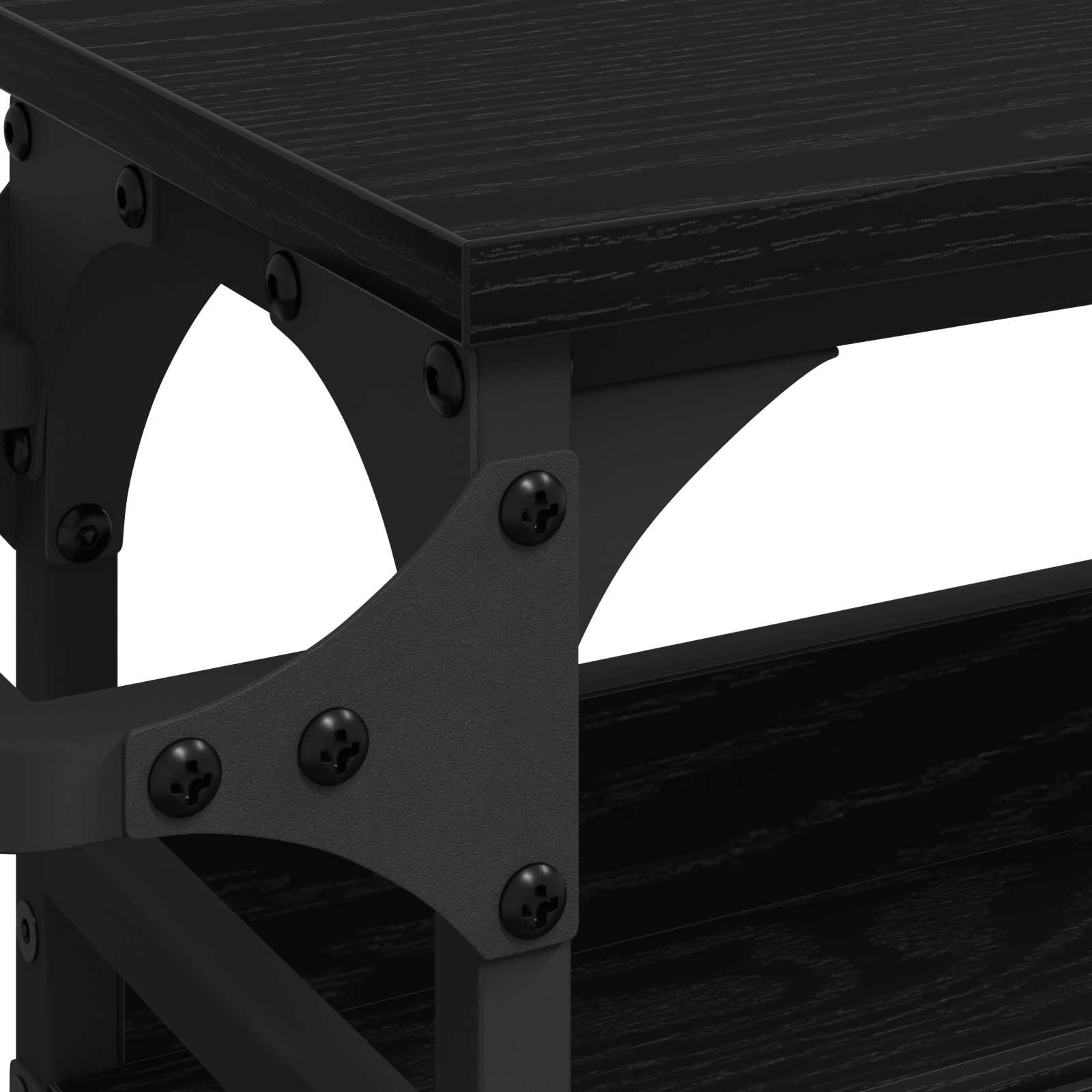 Chariot de Cuisine Industriel en Bois d'ingénierie chêne Noir 53 x 20 x 76 cm avec roulettes et Accents Acier, Rangement Mobile pour Petite Cuisine