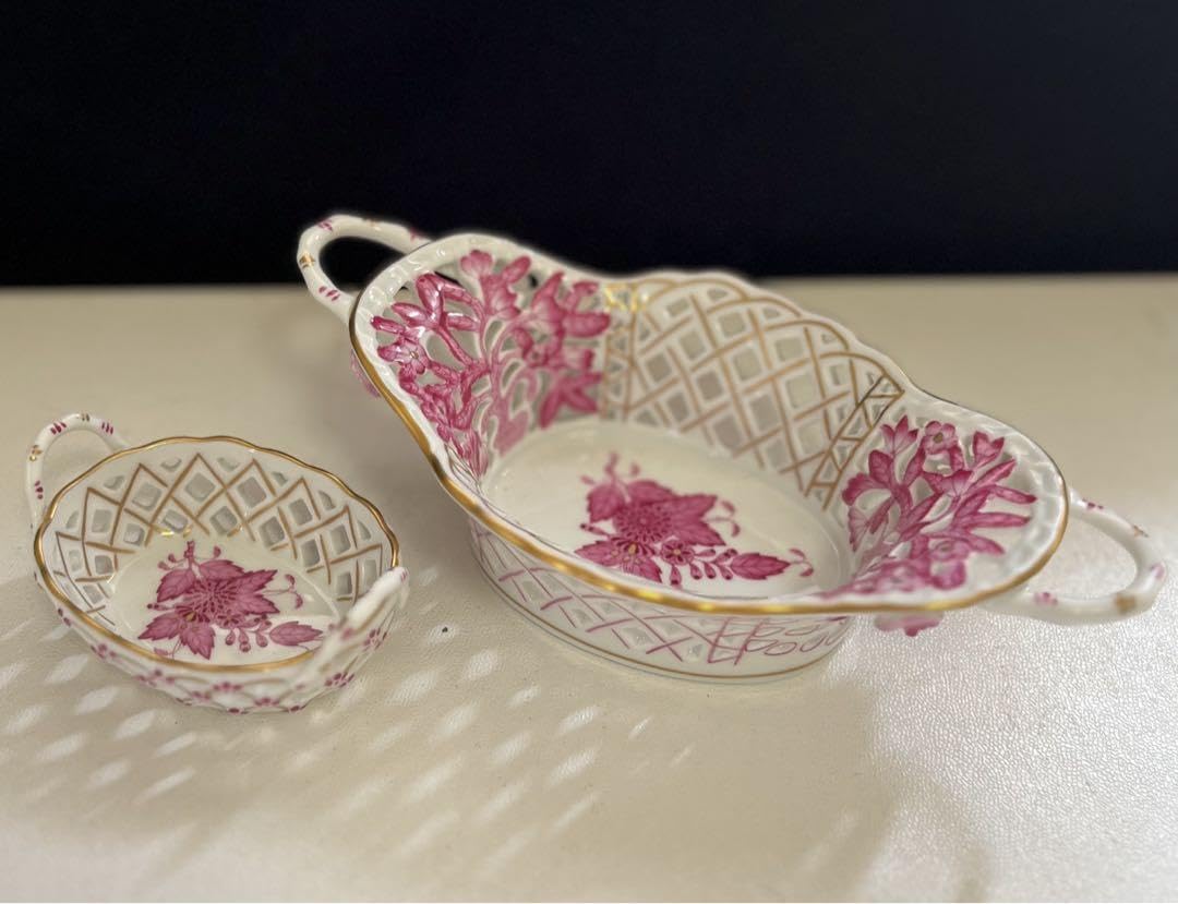 ヘレンド アポニーピンクバスケット大小サイズ