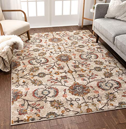 Well Woven Ensley Boho Persian Vintage Beige & Blush Pink Multicolor Area Rug 5x7 (5'3" x 7'3")