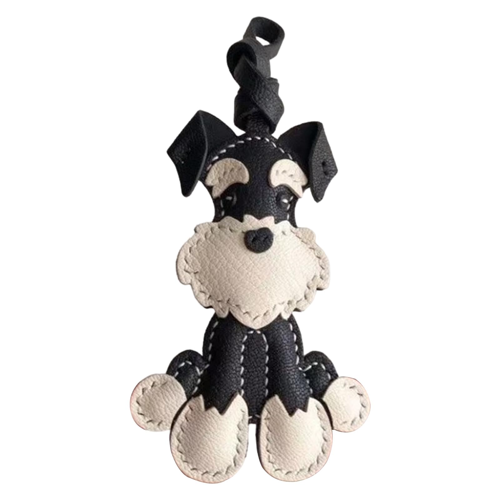 Eleganter Schnauzer-Leder-Schlüsselanhänger, modischer Schnauzer-Anhänger, Schlüsselanhänger, handgefertigtes Ledertaschen-Charm-Accessoire