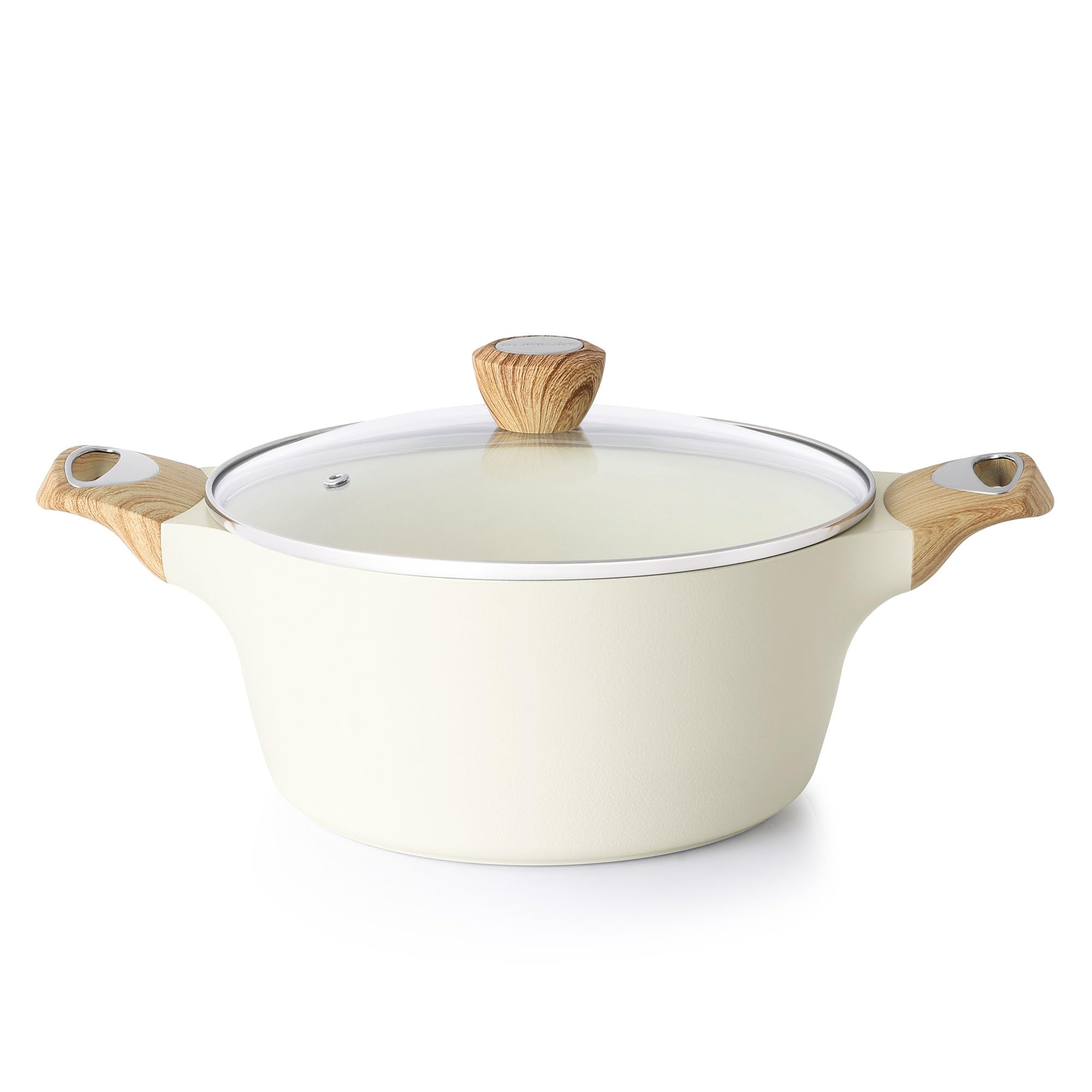 SENSARTE Ceramic Nonstick Stock Pot with Lid, 2.6/4.5/6.6/8.5 QT Soup Pot Casserole Pot, Non-toxic Healthy Pasta Pot, Large Cooking Pot Stew Pot, Induction Compatible, PFOA PFAS PTFE Free, WhiteRecycled Claim Standard BlendedRecycled Claim Standard 100