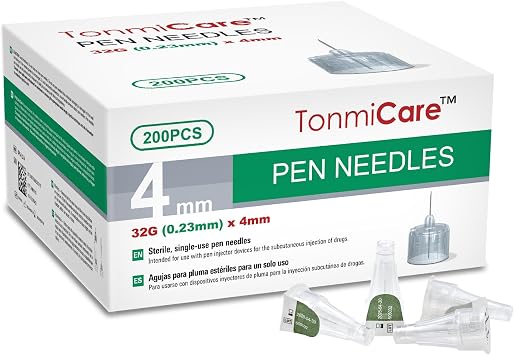 Pen Needles 32g 4mm Ultra Fine, Compatible with Most Diabetes Pens, 200 pcs/Box 5/32