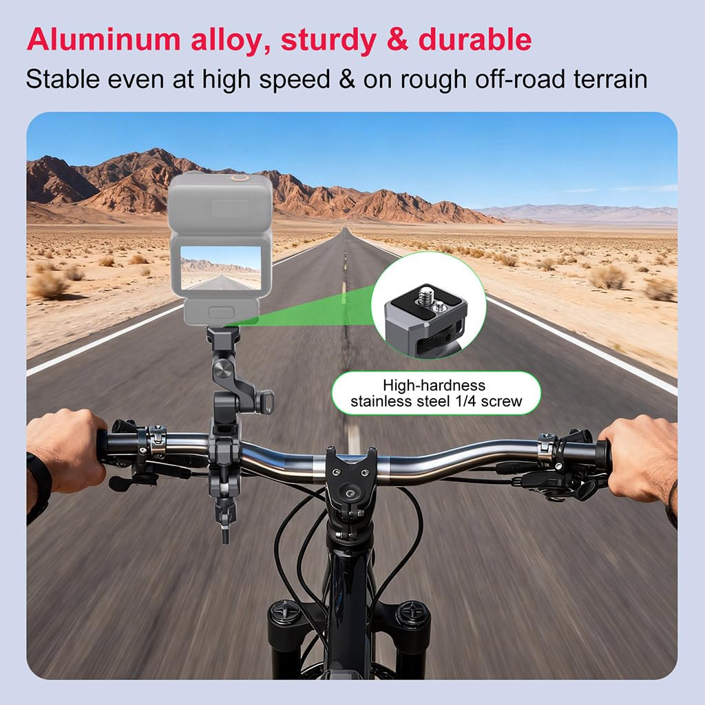 Super morsetto in lega di alluminio, supporto per manubrio del motociclo compatibile con action camera