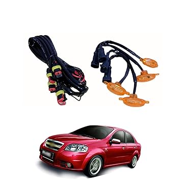 PRIKNIK LED Grille Lights Amber Yellow Grill Led with Fuse Adapter Wiring Harness Kit (4PCS, Amber Shell with Amber Light) Compatible with Aveo