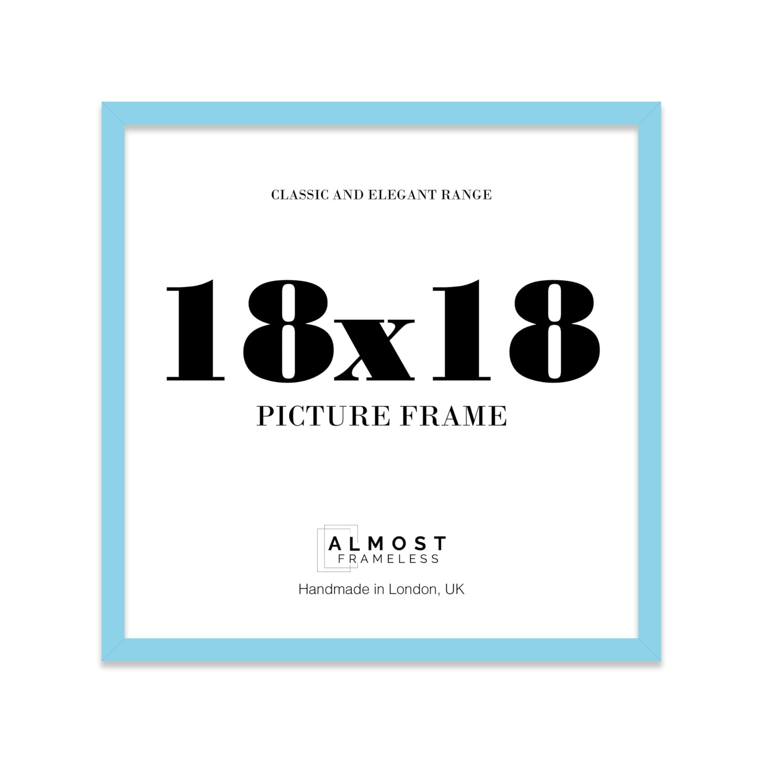 18x18 Light Blue Picture Frame for Square Photos, Posters, Prints & Artwork, (22.9 x 17.8cm) Wall Display Moderrn Style Photo Frame for Home, Office, Gallery Wall, 1 Pack