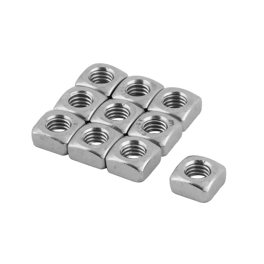 uxcell Square Nuts,M6x10mmx5mm 304 Stainless Steel Female Thread Metal Square Industrial Machine Screw Nuts 10 Pcs