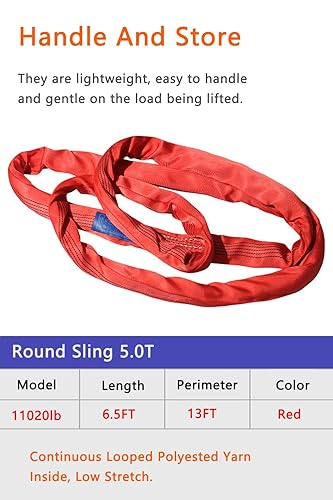 Miniatura 3 de Eslinga redonda de 11020 libras, 6.5 pies, correa de poliéster sin fin para elevación, para objetos resistentes, eslinga de elevación de poliéster