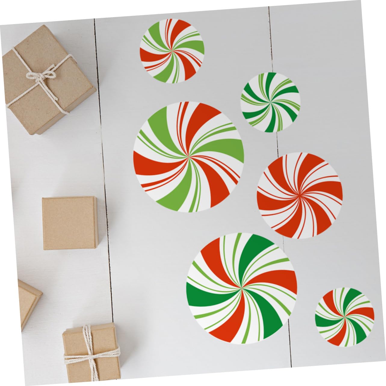 OSALADI 36 Stk Süßigkeiten-aufkleber Weihnachtssüßigkeiten Fensteraufkleber Mit Pfefferminzbonbons Weihnachtsdekoration Pfefferminz-fensterfolie Weihnachtliche Wandtattoos Runde Aufkleber