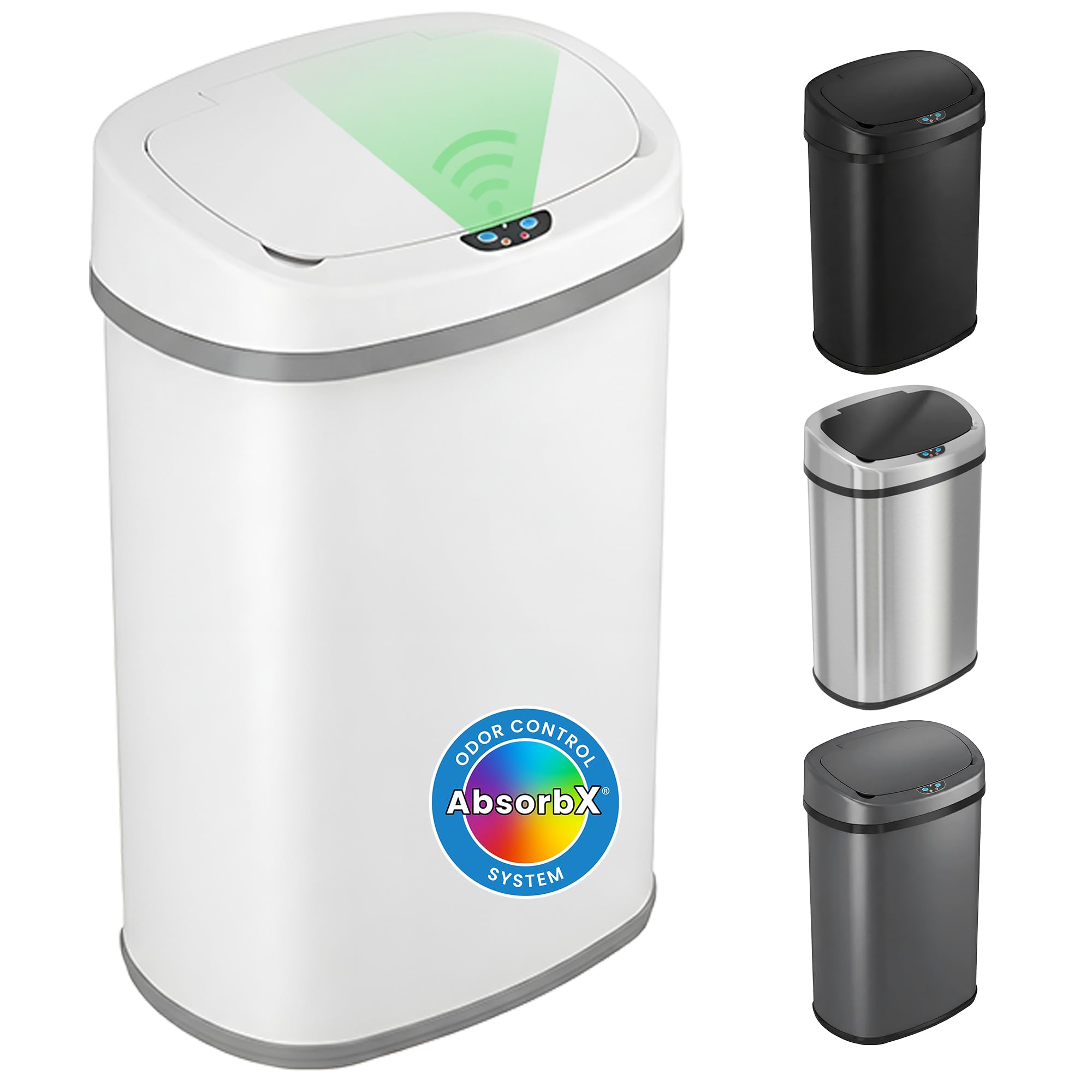 iTouchless Patented 13 Gal Motion Sensor Trash Can with Lid | Odor Filter