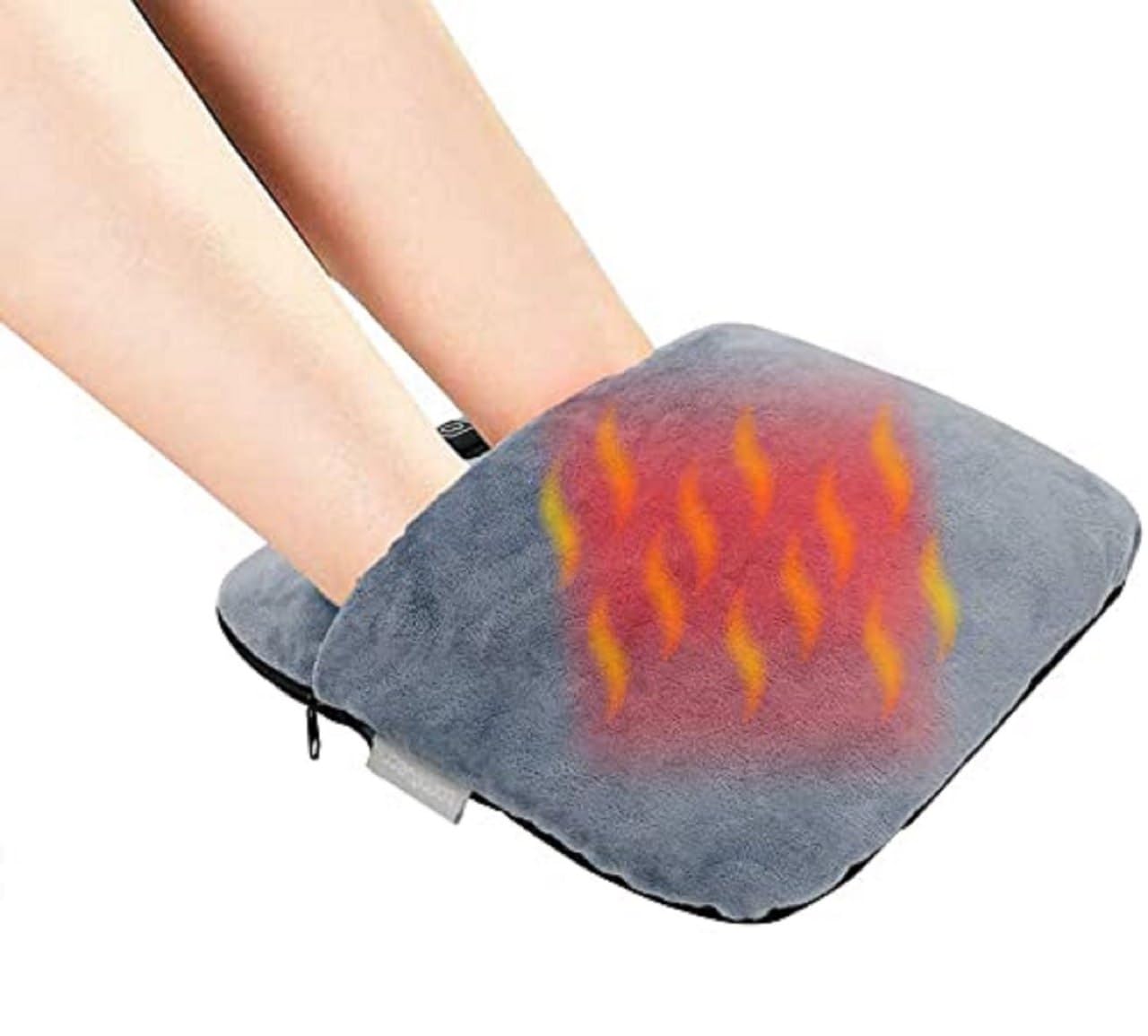 Ultra Plush Electric Foot Warmer, USB Heated, Soft Plush, Double-Sided, Grey and White, for Feet, Hands, Abdomen, Knees-image-5