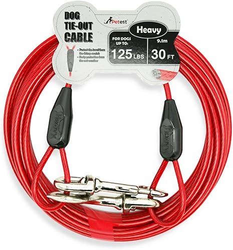 Miniatura 14 de Petest Cable de amarre de 25 pies con cubierta de crimpado para perros súper grandes de hasta 250 libras Negro & rojo,Negro y plata,Azul y