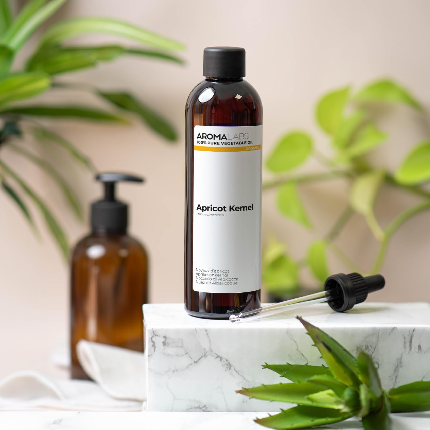 Aceite de Hueso de Albaricoque BIO (Prunus armeniaca) - 250 mL - Aceite Vegetal Virgen Certificado AB - Aroma Labs