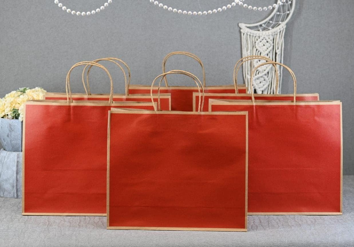 SATYAM KRAFT 6 Pcs Paper Bag Goodie Bags With Handle Gift Paper bag, gift For Gifting, marriage Return Gifts, Birthday, Wedding, Christmas Party, Seasons Greetings (Large) (Red) (B0CTQG71BK) Amazon Price History, Amazon Price Tracker