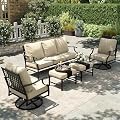 HERA'S HOUSE 5-Piece Metal Wrought Iron Outdoor Conversation Set, 7 Seats