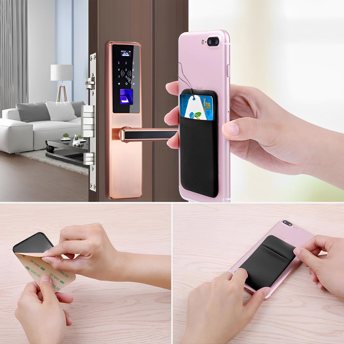JEYORZY 2 pcs Porta Carte di Credito per Cellulare, Titolare Della Carta per Cellulare, Porta Carte per Cellulare Adesivo Portafoglio, supporti per carte di credito per smartphone, nero