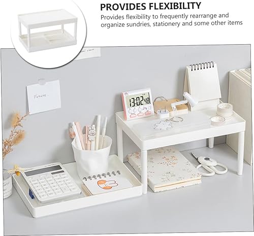 Miniatura 9 de Estante de almacenamiento estacionario, organizador de escritorio de doble estante para oficina, cocina, baño