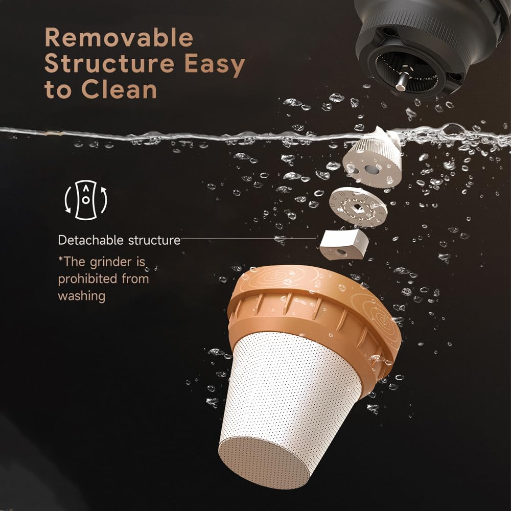 Molinillo eléctrico Molinillo de café eléctrico, 25 velocidades, ajustable, 24 W, portátil, recargable por USB, molinillo de granos de café con núcleo de acero inoxidable, cepillo de limpieza pa
