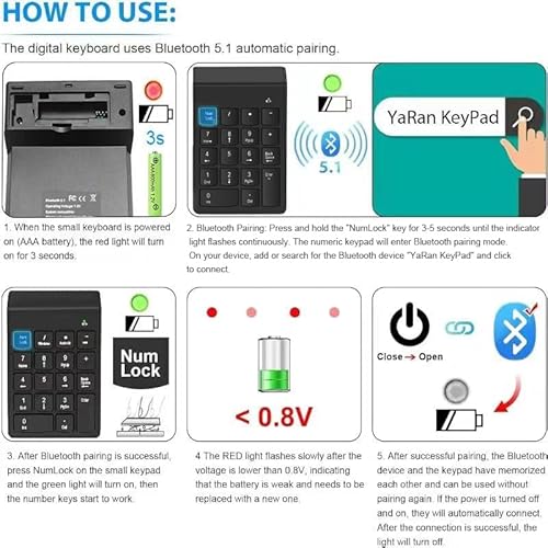 image for NOOX Bluetooth Numeric Keypad (No USB Receiver Required) – Portable 