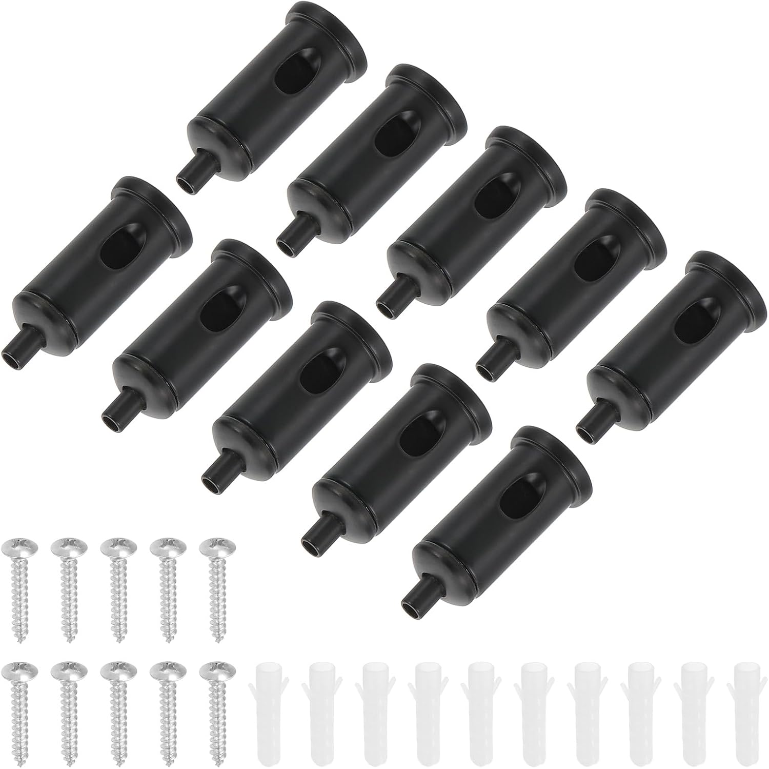 PATIKIL Cord Grip Connector 10 Set Adjustable Steel Wire Rope Cable Clamp with Base for Suspending Chandelier Panel Lamp Lighting Accessories, Black