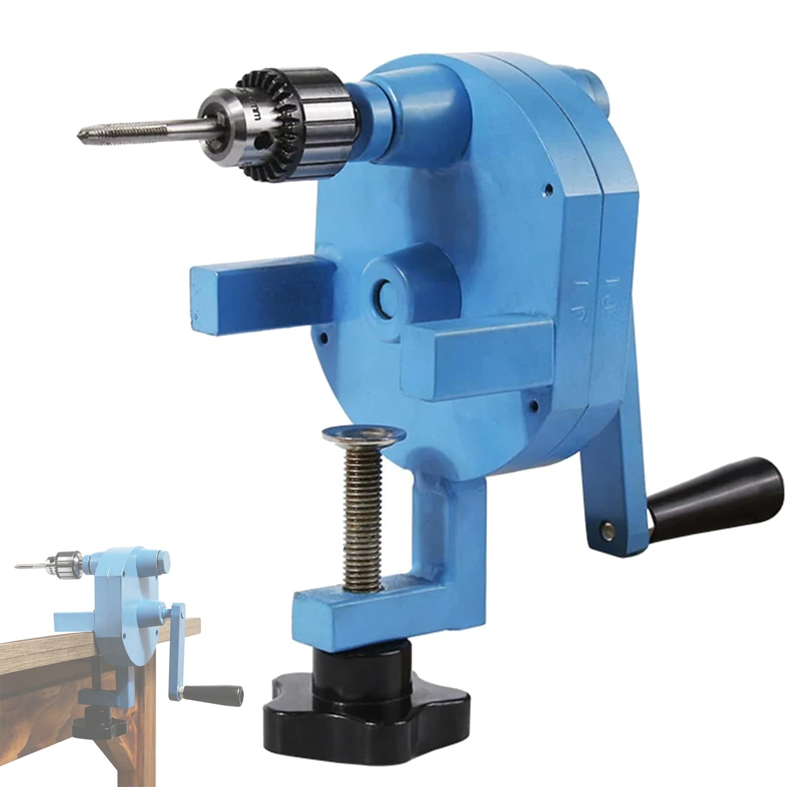 GYKOZY Hand Crank Tapping Machine, Bench Clamp Manual Tapper with 0.6-6mm Chuck, for Metal Deburring, Tap Repair, Wood/Plastic Threading, DIY Jewelry Making & Workshop Projects