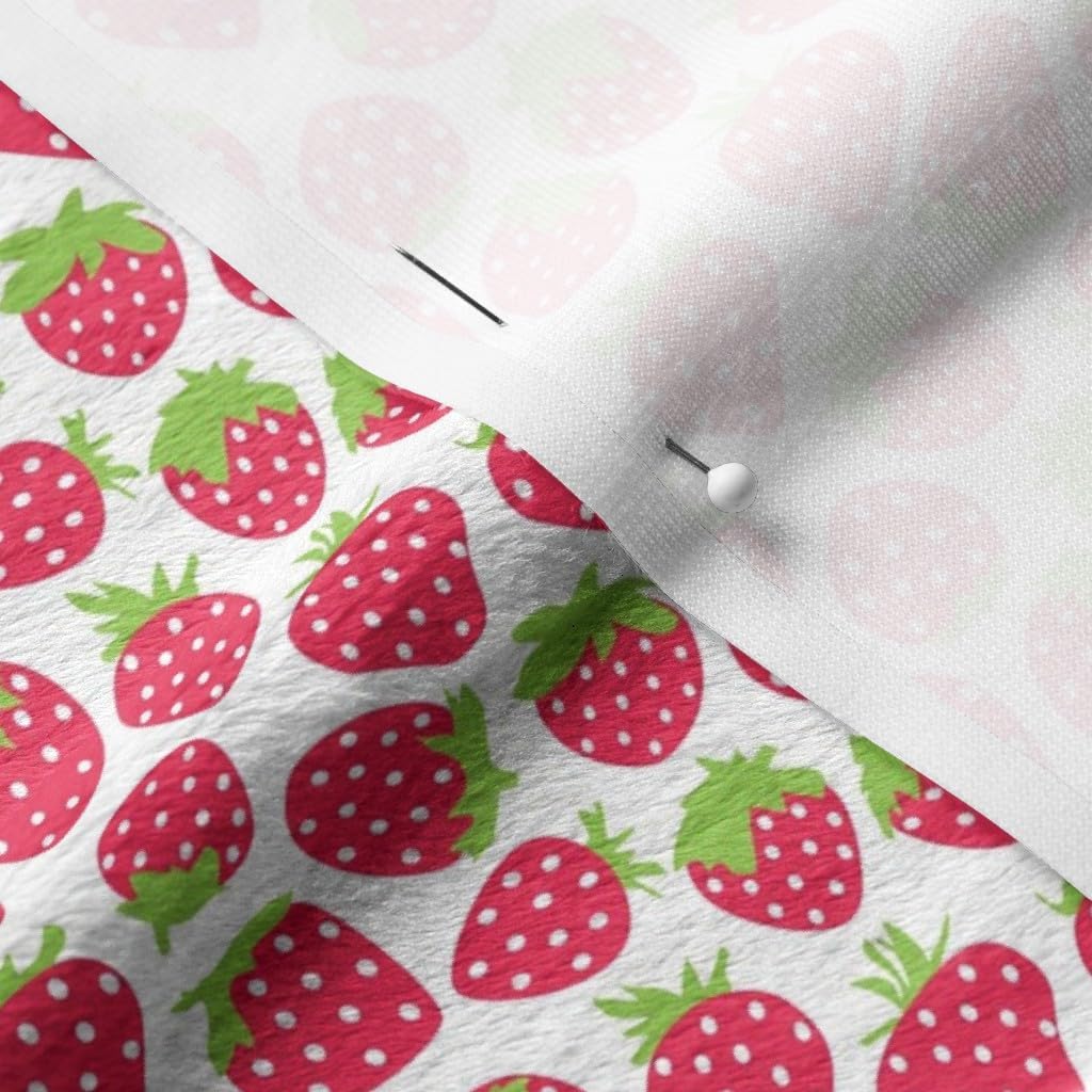 Spoonflower Fabric - Tiny Strawberries Strawberry Summer Fruit Red Printed on Minky Fabric by The Yard - Sewing Baby Blankets Quilt Backing Plush